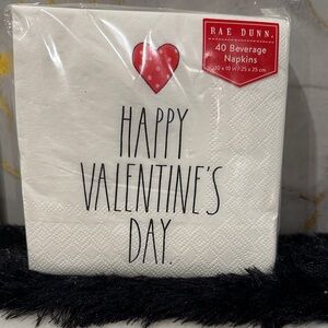Rae Dunn Valentine's Day Napkins - White with Red Heart